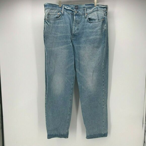 GAP Jeans Mens 38*32 Easy Fit Button Fly Tapered Leg Stone Wash Cotton AS IS - Picture 1 of 12